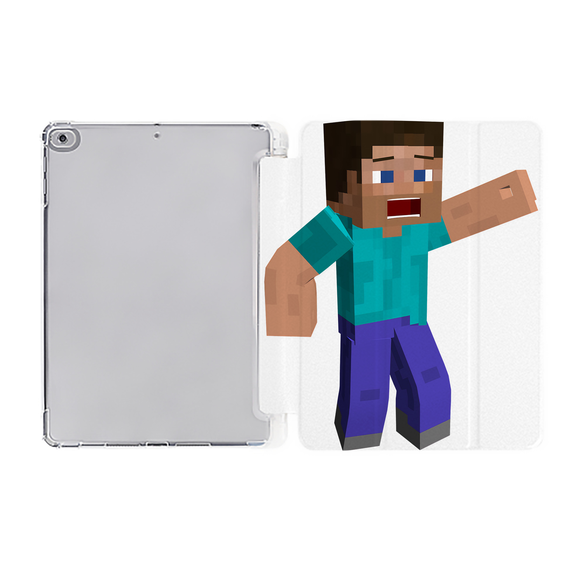 （画像用） マインクラフト ブロックの世界 Minecraft MC Block world IPad ケース ペン収納付き 三つ折りスタンド PUレザー×シリコン 対応機種9.5/10.5/10.9インチ